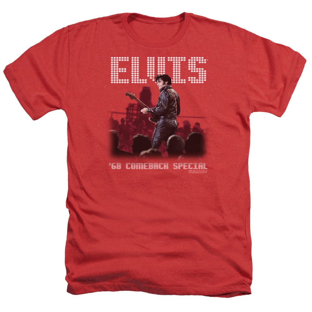 AN OFFCIALLY LICENSED ELVIS PRESLEY RETURN OF THE KING MEN'S HEATHER T-SHIRT RED