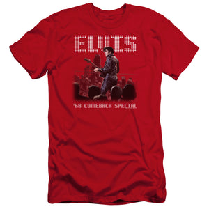 AN OFFCIALLY LICENSED ELVIS PRESLEY RETURN OF THE KING MEN'S PREMIUM SLIM FIT T-SHIRT RED