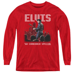 AN OFFCIALLY LICENSED ELVIS PRESLEY RETURN OF THE KING YOUTH LONG SLEEVE T-SHIRT RED