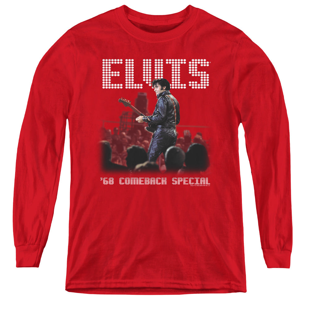 AN OFFCIALLY LICENSED ELVIS PRESLEY RETURN OF THE KING YOUTH LONG SLEEVE T-SHIRT RED