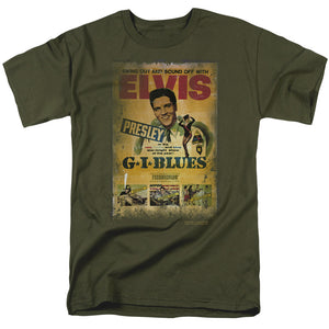 AN OFFCIALLY LICENSED ELVIS PRESLEY GI BLUES POSTER MEN'S REGULAR FIT T-SHIRT MILITARY GREEN