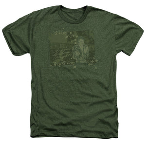 AN OFFCIALLY LICENSED ELVIS PRESLEY THAT 70S ELVIS MEN'S HEATHER T-SHIRT MILITARY GREEN