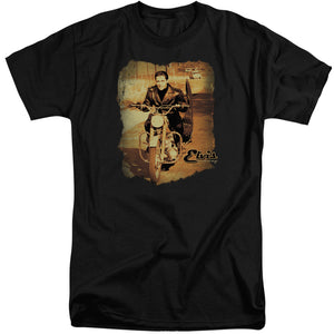 AN OFFCIALLY LICENSED ELVIS PRESLEY HIT THE ROAD MEN'S TALL FIT T-SHIRT BLACK