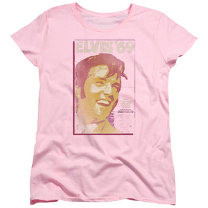 AN OFFCIALLY LICENSED ELVIS PRESLEY TROUBLE WITH GIRLS WOMEN'S REGULAR FIT T-SHIRT PINK