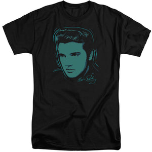 AN OFFCIALLY LICENSED ELVIS PRESLEY YOUNG DOTS MEN'S TALL FIT T-SHIRT BLACK