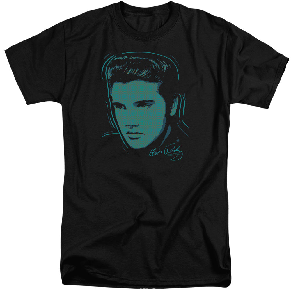 AN OFFCIALLY LICENSED ELVIS PRESLEY YOUNG DOTS MEN'S TALL FIT T-SHIRT BLACK