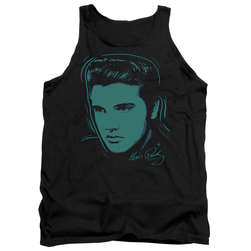 AN OFFCIALLY LICENSED ELVIS PRESLEY YOUNG DOTS ADULT UNISEX TANK TOP BLACK