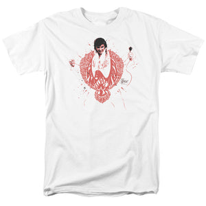 AN OFFCIALLY LICENSED ELVIS PRESLEY RED PHEONIX MEN'S REGULAR FIT T-SHIRT WHITE