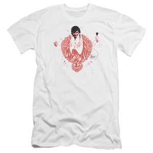 AN OFFCIALLY LICENSED ELVIS PRESLEY RED PHEONIX MEN'S PREMIUM SLIM FIT T-SHIRT WHITE