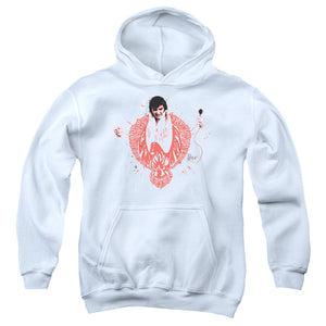 AN OFFCIALLY LICENSED ELVIS PRESLEY RED PHEONIX YOUTH HOODIE WHITE