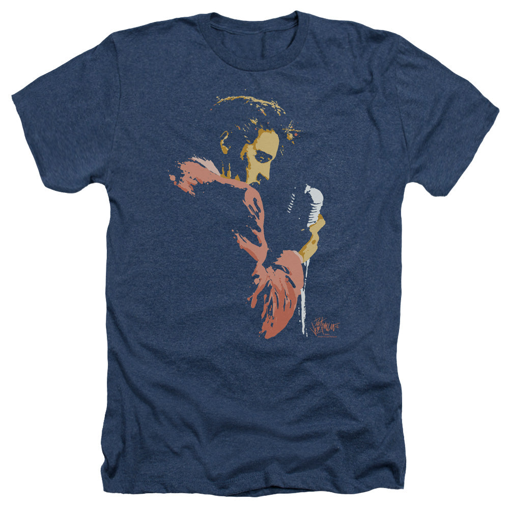 AN OFFCIALLY LICENSED ELVIS PRESLEY EARLY ELVIS MEN'S HEATHER T-SHIRT NAVY