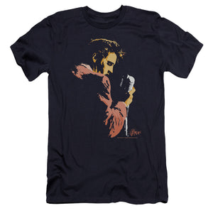 AN OFFCIALLY LICENSED ELVIS PRESLEY EARLY ELVIS MEN'S PREMIUM SLIM FIT T-SHIRT NAVY