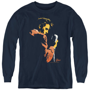 AN OFFCIALLY LICENSED ELVIS PRESLEY EARLY ELVIS YOUTH LONG SLEEVE T-SHIRT NAVY