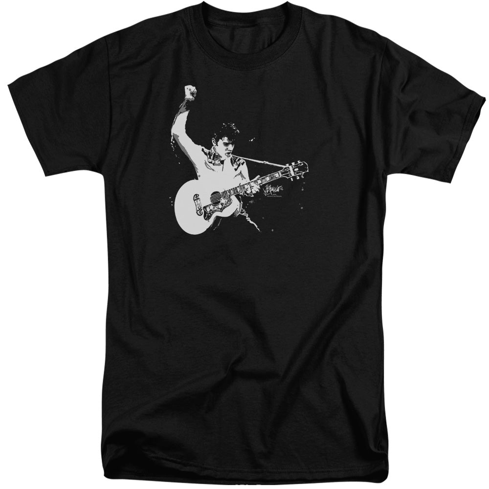 AN OFFCIALLY LICENSED ELVIS PRESLEY BLACK&WHITE GUITARMAN MEN'S TALL FIT T-SHIRT BLACK