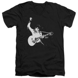 AN OFFCIALLY LICENSED ELVIS PRESLEY BLACK&WHITE GUITARMAN MEN'S V-NECK T-SHIRT BLACK