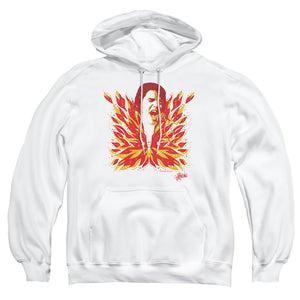 AN OFFCIALLY LICENSED ELVIS PRESLEY HIS LATEST FLAME ADULT UNISEX PULLOVER HOODIE WHITE