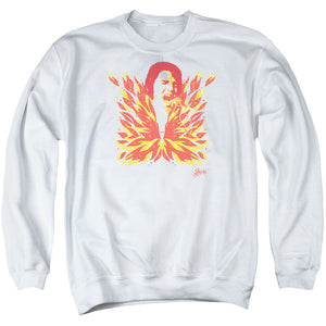 AN OFFCIALLY LICENSED ELVIS PRESLEY HIS LATEST FLAME ADULT UNISEX CREWNECK SWEATSHIRT WHITE