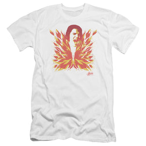AN OFFCIALLY LICENSED ELVIS PRESLEY HIS LATEST FLAME MEN'S PREMIUM SLIM FIT T-SHIRT WHITE