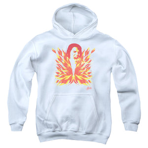 AN OFFCIALLY LICENSED ELVIS PRESLEY HIS LATEST FLAME YOUTH HOODIE WHITE