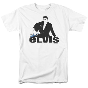 AN OFFCIALLY LICENSED ELVIS PRESLEY BLUE SUEDE MEN'S REGULAR FIT T-SHIRT WHITE
