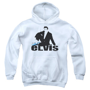 AN OFFCIALLY LICENSED ELVIS PRESLEY BLUE SUEDE YOUTH HOODIE WHITE