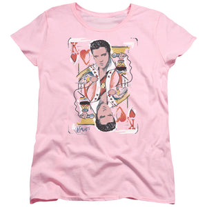 AN OFFCIALLY LICENSED ELVIS PRESLEY KING OF HEARTS WOMEN'S REGULAR FIT T-SHIRT PINK