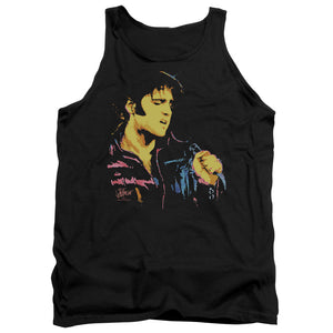 AN OFFCIALLY LICENSED ELVIS PRESLEY NEON ELVIS ADULT UNISEX TANK TOP BLACK
