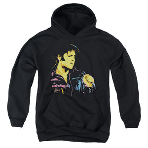 AN OFFCIALLY LICENSED ELVIS PRESLEY NEON ELVIS YOUTH HOODIE BLACK