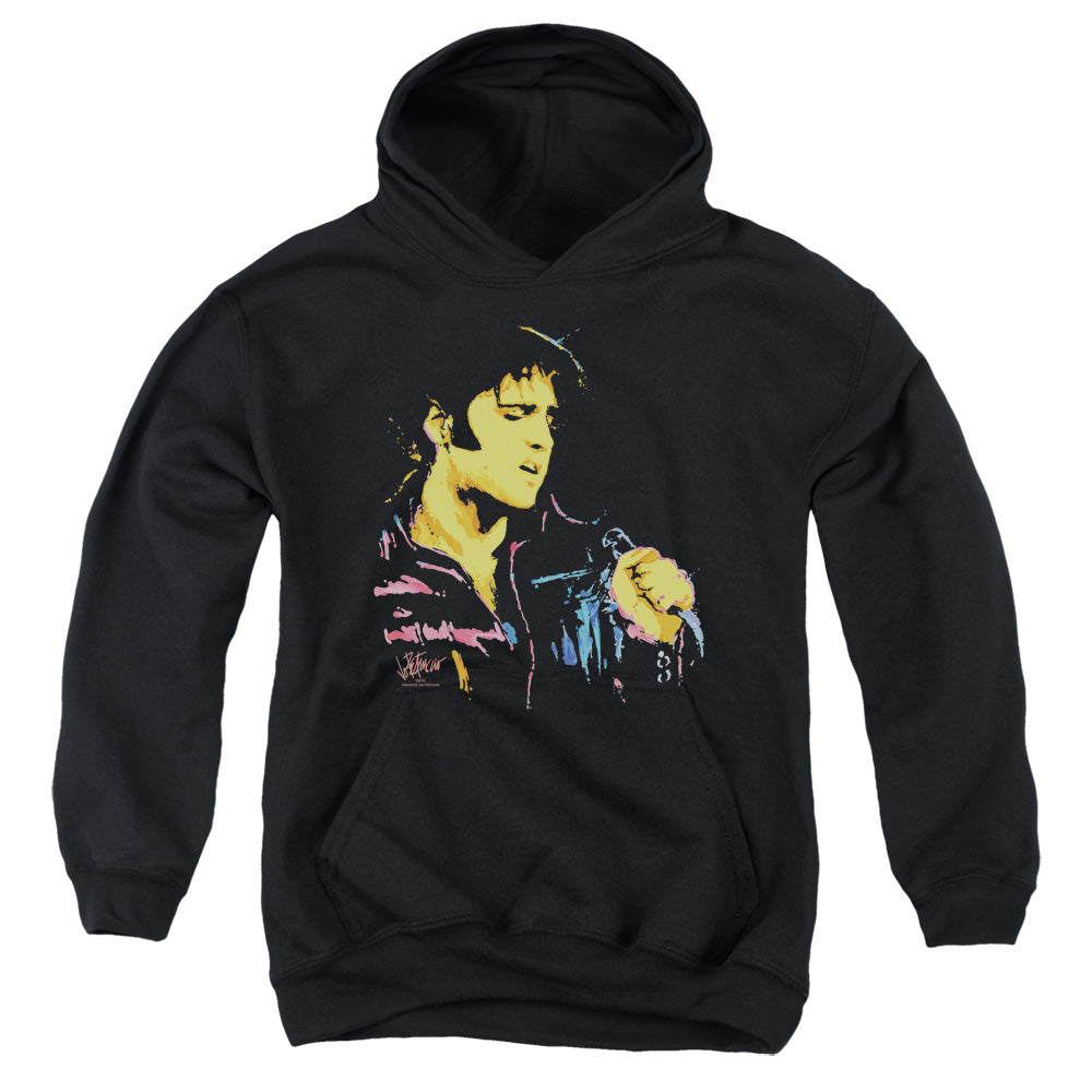 AN OFFCIALLY LICENSED ELVIS PRESLEY NEON ELVIS YOUTH HOODIE BLACK
