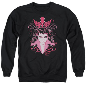 AN OFFCIALLY LICENSED ELVIS PRESLEY LETS FACE IT ADULT UNISEX CREWNECK SWEATSHIRT BLACK