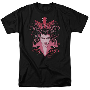 AN OFFCIALLY LICENSED ELVIS PRESLEY LETS FACE IT MEN'S REGULAR FIT T-SHIRT BLACK