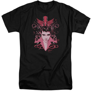 AN OFFCIALLY LICENSED ELVIS PRESLEY LETS FACE IT MEN'S TALL FIT T-SHIRT BLACK