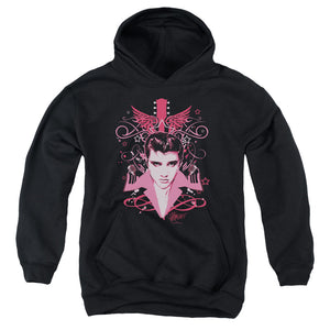 AN OFFCIALLY LICENSED ELVIS PRESLEY LETS FACE IT YOUTH HOODIE BLACK