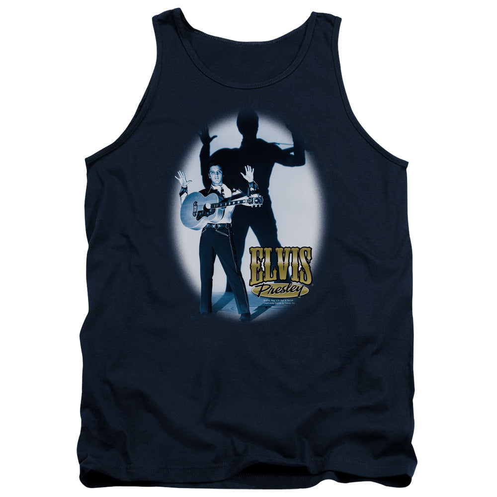 AN OFFCIALLY LICENSED ELVIS PRESLEY HANDS UP ADULT UNISEX TANK TOP NAVY