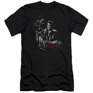 AN OFFCIALLY LICENSED ELVIS PRESLEY SHOW STOPPER MEN'S PREMIUM SLIM FIT T-SHIRT BLACK