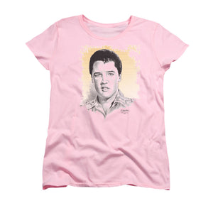 AN OFFCIALLY LICENSED ELVIS PRESLEY MATINEE IDOL WOMEN'S REGULAR FIT T-SHIRT PINK