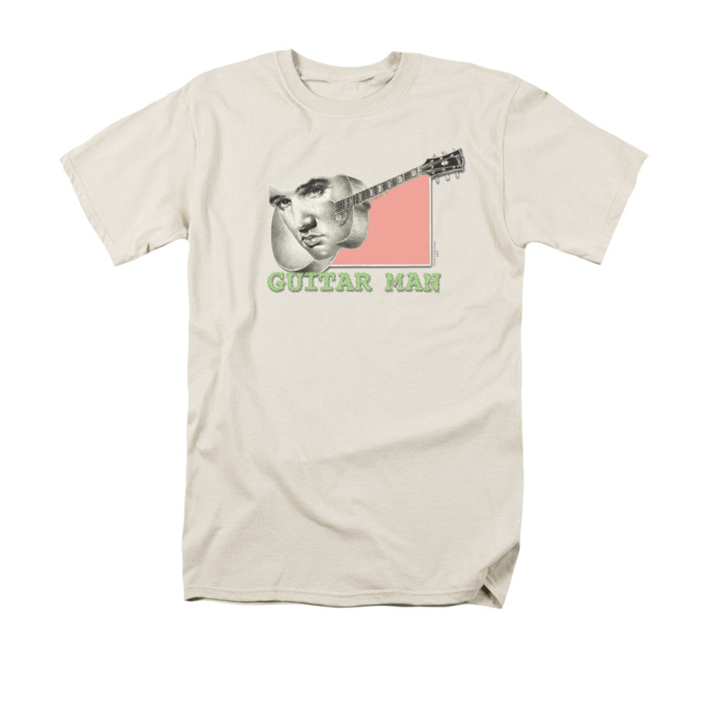 AN OFFCIALLY LICENSED ELVIS PRESLEY GUITAR MAN MEN'S REGULAR FIT T-SHIRT CREAM