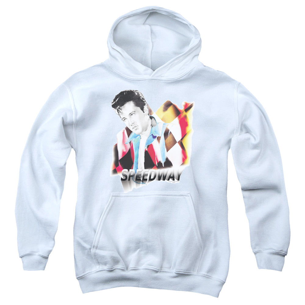AN OFFCIALLY LICENSED ELVIS PRESLEY SPEEDWAY YOUTH HOODIE WHITE