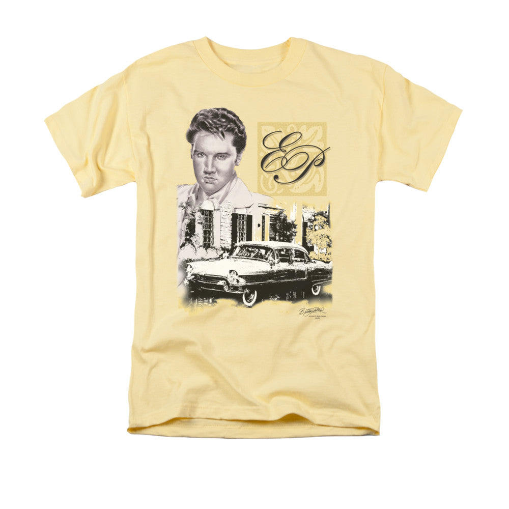 AN OFFCIALLY LICENSED ELVIS PRESLEY EP MEN'S REGULAR FIT T-SHIRT BANANA