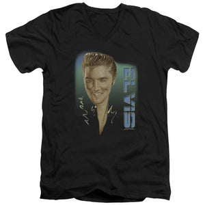 AN OFFCIALLY LICENSED ELVIS PRESLEY ELVIS 56 MEN'S V-NECK T-SHIRT BLACK