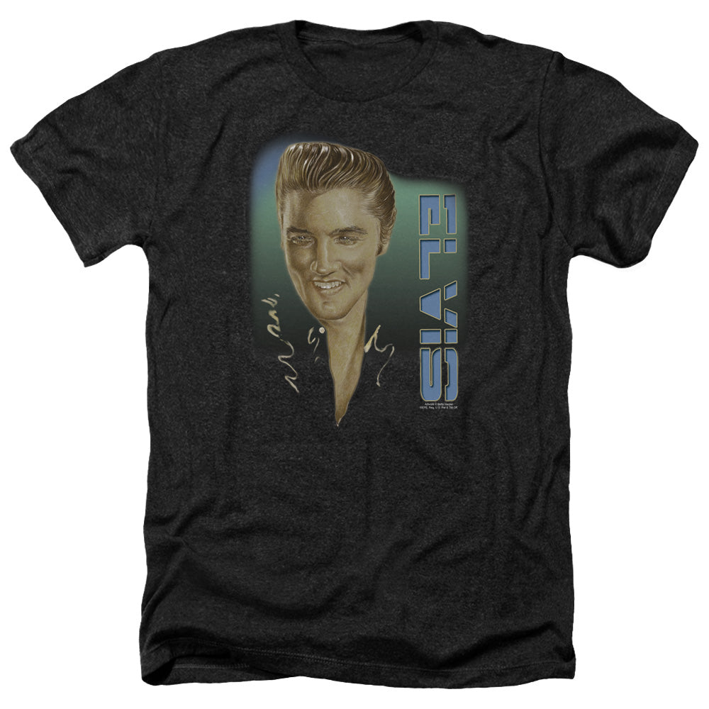 AN OFFCIALLY LICENSED ELVIS PRESLEY ELVIS 56 MEN'S HEATHER T-SHIRT CHARCOAL