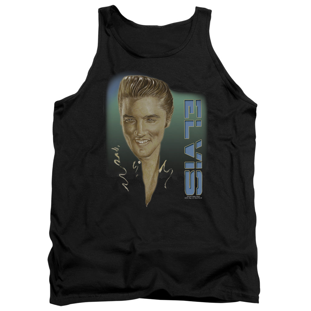 AN OFFCIALLY LICENSED ELVIS PRESLEY ELVIS 56 ADULT UNISEX TANK TOP BLACK