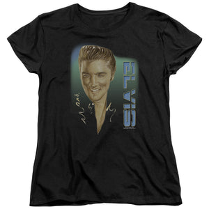 AN OFFCIALLY LICENSED ELVIS PRESLEY ELVIS 56 WOMEN'S REGULAR FIT T-SHIRT BLACK