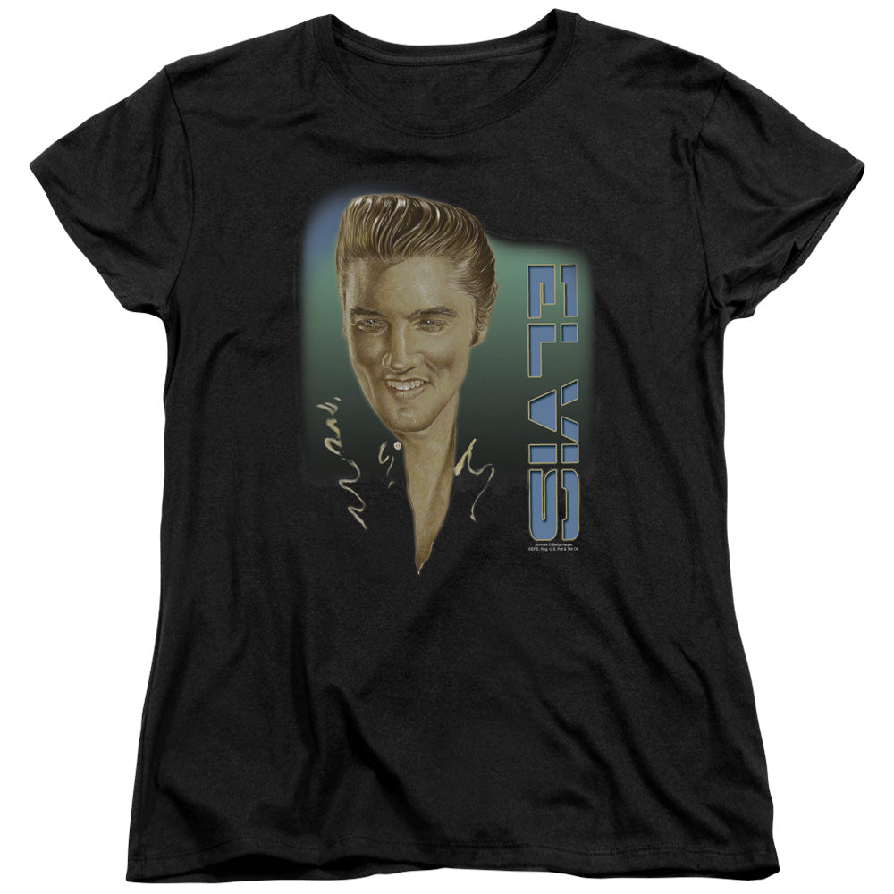 AN OFFCIALLY LICENSED ELVIS PRESLEY ELVIS 56 WOMEN'S REGULAR FIT T-SHIRT BLACK