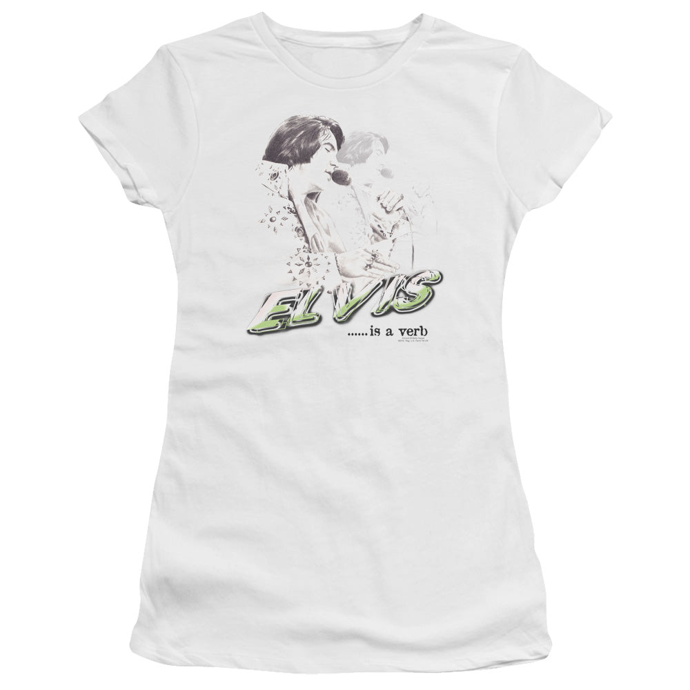Elvis Presley Elvis Is A Verb Licensed Women's T-Shirt Juniors LG