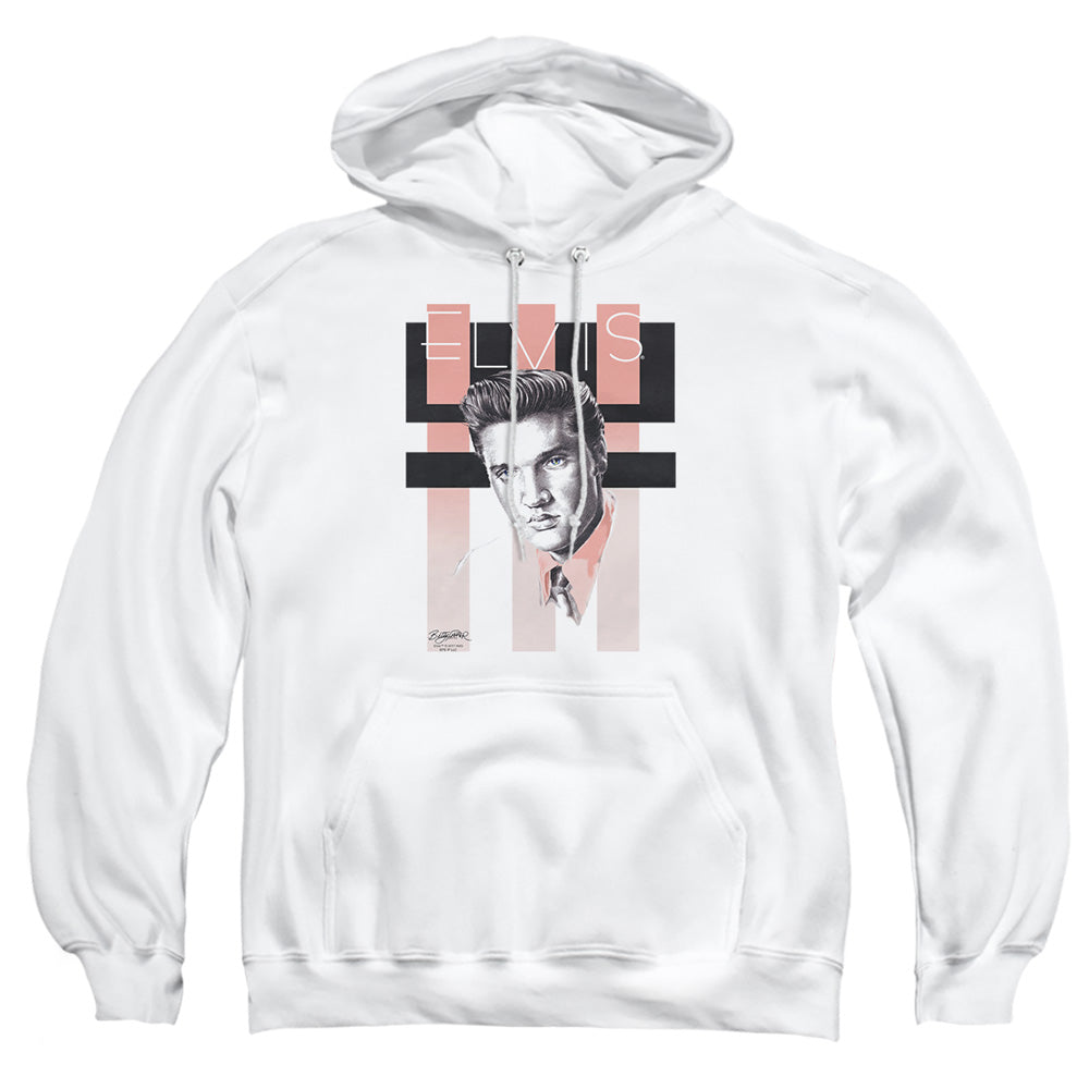 AN OFFCIALLY LICENSED ELVIS PRESLEY RETRO ADULT UNISEX PULLOVER HOODIE WHITE