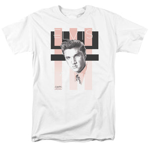 AN OFFCIALLY LICENSED ELVIS PRESLEY RETRO MEN'S REGULAR FIT T-SHIRT WHITE