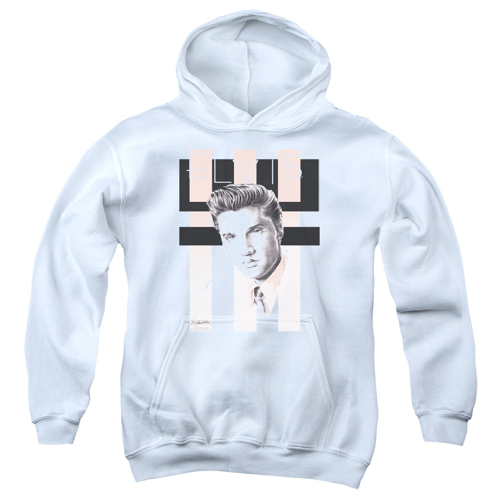 AN OFFCIALLY LICENSED ELVIS PRESLEY RETRO YOUTH HOODIE WHITE