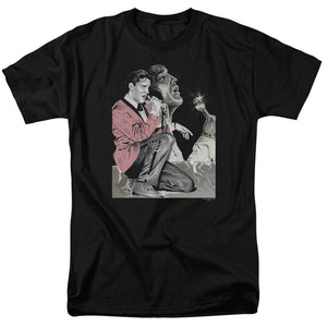 AN OFFCIALLY LICENSED ELVIS PRESLEY ROCK N ROLL SMOKE MEN'S REGULAR FIT T-SHIRT BLACK