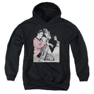 AN OFFCIALLY LICENSED ELVIS PRESLEY ROCK N ROLL SMOKE YOUTH HOODIE BLACK